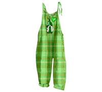St Patricks Day Disfraz Mujer Peto Carnaval Verde Trébol con Bolsillos Pierna Ancha Mono Largo Casual Festivo Pantalones Tirantes Baggy Ligero Romper Stomper Stomper, D05 Verde Menta, S