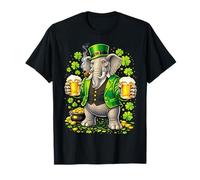 St Patricks Day Elephant Leprechaun Beer Shamrock Drinking Camiseta