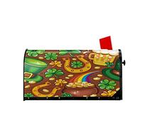 St Patrick's Day Gold Coin Shamrock Beer Mailbox Covers Magnético Mailbox Wraps Post Letter Box Cover Standard Oversize 21 X 18 Mailwrap Garden Home Decor