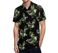 St Patricks Day Goose - Camiseta de manga corta con botones para hombre, para verano, informal, para la playa, Estilo:, 5XL