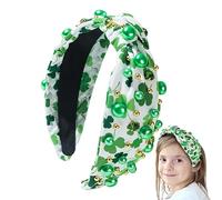 St. Patrick's Day Headband, Knotted Clover Headband, Green Shamrock Headband, Crystal Rhinestone Headband, St. Patrick's Day Hair Accessory, Shamrock Hairband, Rhinestone Clover Headband