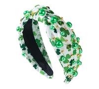 St. Patrick's Day Headband, Shamrock Accessory, Crystal Rhinestone Embellished Green Headwear, Irish Holiday Hair Decoration, Perfect for St. Patrick’s Celebrations