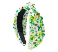 St. Patrick's Day Headband, Shamrock Accessory, Crystal Rhinestone Embellished Green Headwear, Irish Holiday Hair Decoration, Perfect for St. Patrick’s Celebrations