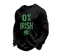 St Patrick's Day KostüM Herren Pullover Lichterkette Kleeblatt bunte Sweatshirt Waffle Langarmshirt Grünes bedrucktes Sportshirt läSsiges Top Irisches Print Shirt Festlich Oberteil, Negro , XL