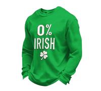 St Patrick's Day KostüM Herren Pullover Lichterkette Kleeblatt bunte Sweatshirt Waffle Langarmshirt Grünes bedrucktes Sportshirt läSsiges Top Irisches Print Shirt Festlich Oberteil, verde, 4XL