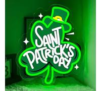 St Patrick's Day Letrero de Neon,Trébol Señal de Neón Decoracion para Juegos Dormitorio Club Fiesta Comercio,Clover Verde Luces LED Regulable Regalo para Juventud Hombres Mujeres USB Powered（13"*11"）
