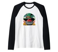 St. Patrick's Day Lucky Curling Stone Clover Gold Camiseta Manga Raglan