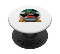 St. Patrick's Day Lucky Curling Stone Clover Gold PopSockets PopGrip Adhesivo