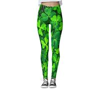 St Patrick's Day - Mallas para mujer, diseño de trébol de la suerte, para yoga, correr, pilates, gimnasio, b, L