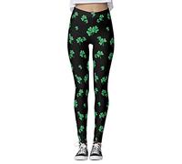 St Patrick's Day - Mallas para mujer, diseño de trébol de la suerte, para yoga, correr, pilates, gimnasio, c, S