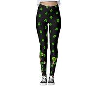 St Patrick's Day - Mallas para mujer, diseño de trébol de la suerte, para yoga, correr, pilates, gimnasio, c, M