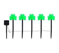 St Patricks Day Outdoor Lights | Shamrocks Stake LED Solar Lights | Yard Art St Patricks Day Decorations Happy Sign, Green Pathway Lighting for Lawn Garden Yard