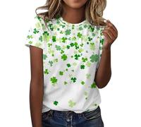 St Patricks Day Outfits Women Independencia Day für Frauen,bedrucktäglichen Sommerhemden für Damen,O-Ausschnitt-Tanktops,Amerische 4.Juli-Druckbluse,kurzärmlige Trainingshemden,lässige, b, S