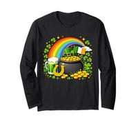 St Patricks Day Rainbow Pot of Gold Shamrock Irish Flag Manga Larga