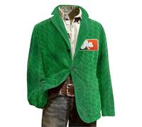 St Patricks Day Sakko - Chaqueta de trébol irlandés para hombre, diseño de trébol irlandés con texto "Happy Patrick's Day Lucky Irish Shamrock Graphic Sakkos para festivo verano primavera elegante
