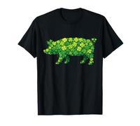 St Patricks Day Shamrock Pig Irish Clover Lucky Green Camiseta