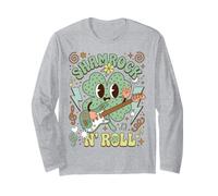 St Patrick's Day Shamrock Rock and Roll Music Manga Larga
