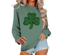 St Patricks Day Sudadera Mujer Disfraz Verde Feliz Trébol Irlandés Divertido Día de San Patricio Lucky Irish Shamrock Graphic Manga Larga Jersey para Festivo Elegante Verano Primavera Top, Verde