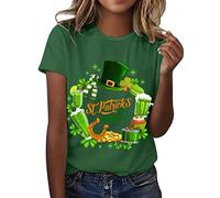 St.Patrick's Day Top Damen St.Patrick's Day Tops Shirt Casual Happy Printed Shirt Kurzarm O Neck Bluse Fashion Casual Top, verde, S