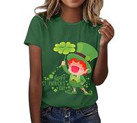 St.Patrick's Day Women's Top Damen St.Patrick's Day Tops Shirt Casual Happy Printed Shirt Kurzarm Pullover Bluse Fashion Casual Top, verde, S