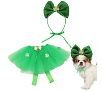 St Patricks Dog Costume, Irish Dog Costume for St. Patrick's Day, Pet Tutu Skirt and Headbands, St. Patrick's Day Dog Outfit, Holiday Clothes for Small and Medium Dogs, Adorable Green Dog Costume for