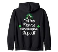 St Patricks Funny Teacher Shenanigans Coffee Teach Repeat Sudadera con Capucha