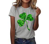 St. Patrick's Shirts Damen Damen Casual Tops Shirt St Patrick's Day Soft Leaves bedrucktes Top Kurzarm Rundhals Fashion T-Shirt Top 2026, gris, S