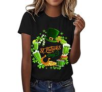 St Patrick's Shirts Damen Damen St Patrick's Day Top Shirts Casual Happy bedrucktes Shirt Kurzarm O Neck Bluse Fashion Casual Top Shirt 2026, Negro , XL