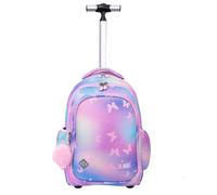 ST.Right Pink Butterflies Mochila Trolley Escuela Primaria Media Superior Niña Niña Grande