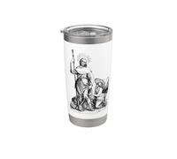 St Roch perro patrón santo de perros mascota católica arte Vaso térmico de acero inoxidable de doble pared