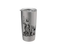St Roch perro patrón santo de perros mascota católica arte Vaso térmico de acero inoxidable de doble pared