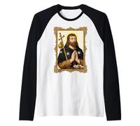 St Roch Vintage Católico Arte Patrón de los Perros Camiseta Manga Raglan