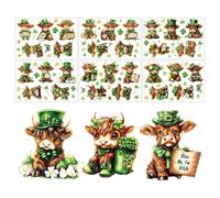 St Stickers - Decoraciones festivas reutilizables para fiestas verdes | Calcomanías navideñas de vaca de trébol para cuaderno, computadora, botella de agua, diario, álbum de recortes