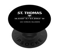 St Thomas USVI Coordenadas Diseño de Viajes PopSockets PopGrip Adhesivo