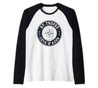 St. Tropez Costa Azul Riviera Francesa Yacht Club de Vela Camiseta Manga Raglan