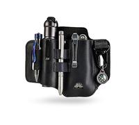 ST2 Funda multiherramienta de cuero, organizador de cinturón de cuero EDC, organizador EDC para herramientas Leatherman, linterna, bolígrafo y clip de llavero, ideal para el trabajo y uso diario,