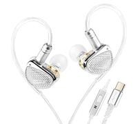 STA-K - Auriculares IEM duales estéreo con cable, audio HiFi cristalino (con micrófono USB, plateado)