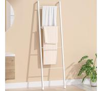 Staande handdoekhouder van wit metaal - handdoekladder voor decoratieve badkamer, woonkamer, keuken, houder voor handdoeken, dekens, stoppen (4-laags, wit)