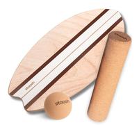 STAASH Balance Board - Tabla de Equilibrio Principiante, Rodillo y Pelota | Kit 3 piezas: tabla de equilibrio de madera antideslizante, rodillo y pelota · ideal para empezar · yoga, fitness, surf