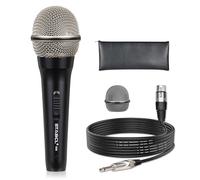 STABCL Micrófono profesional con cable para canto de karaoke, micrófono dinámico vocal de metal XLR con cable de audio de 13 pies e interruptor de encendido/apagado, micrófono con cable para altavoz