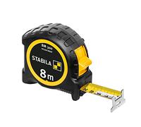 STABILA Cinta métrica BM 300 de 8 m con escala 1000 de doble cara, carcasa de PC/ABS irrompible, gancho Spikes, banda de acero con recubrimiento de nailon y clip para cinturón, precisión MID