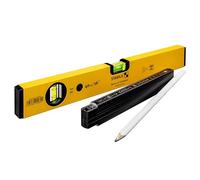 STABILA Juego de inicio - waterpasset tipo 70/40 cm (perfil de aluminio, 1 libélula horizontal, 1 libélula vertical), barra de pulgar tipo 707 P /2 m (madera certificada PEFC), lápiz