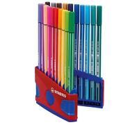 STABILO Rotuladores Pen 68 ColorParade - Premium - 20 colores - Set de 20 Rojo/Azul con lengüeta