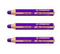 Stabilo lot de 6 crayons aux talents multiples woody 3 in 1, rond,bruy