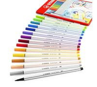 STABILO Rotulador premium con punta de pincel Pen 68 brush - Estuche con 15 colores