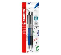 STABILO - Bolígrafo con impresión - Pointball colorful - Pack de 2 - azul ultramarino, gris oscuro