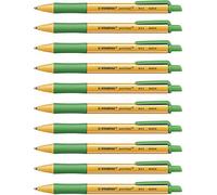 STABILO Bolígrafo fabricado en un 79% con plásticos reciclados pointball - Caja con 10 unidades - Color verde