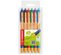 STABILO Bolígrafo retráctil ecológico recargable pointball - Estuche con 6 colores