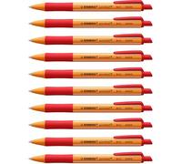 STABILO Bolígrafos pointball - Fabricados con plásticos reciclados - Caja 10 unidades Rojo