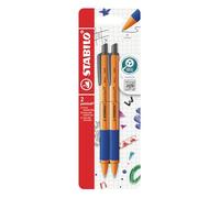 Bolígrafo retráctil y recargable fabricado con plásticos reciclados STABILO pointball - Pack con 2 unidades - Color azul